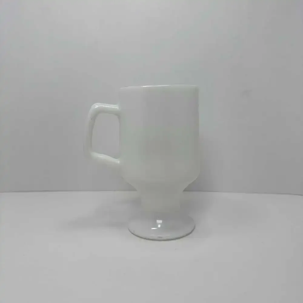 Walt Disney World Dad White Milk Glass Footed Mug Gold Design Vintage Disney